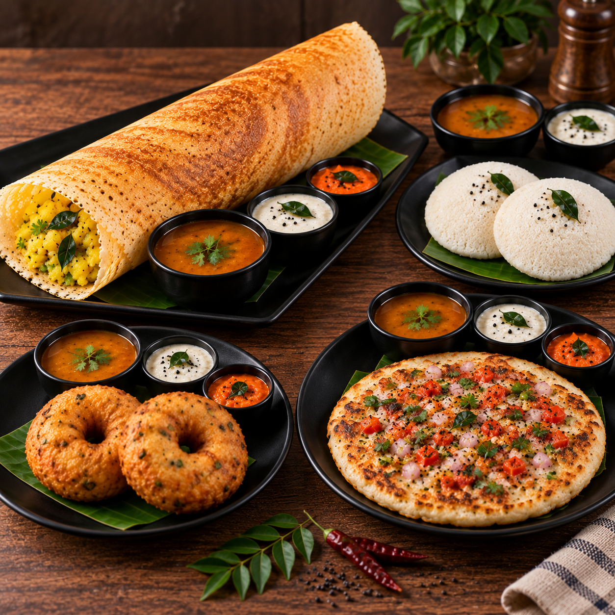 South Indian food spread